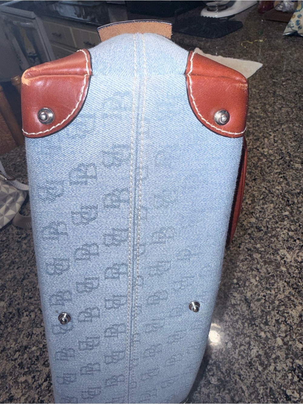 Dooney & Bourke Light Blue and Brown Satchel Handbag - Picture 8 of 11
